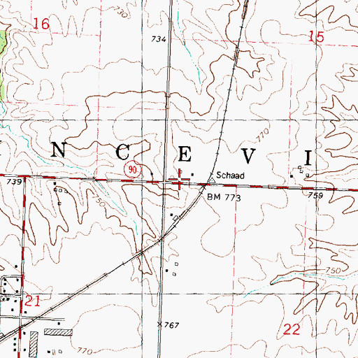 Topographic Map of Township of Princeville, IL