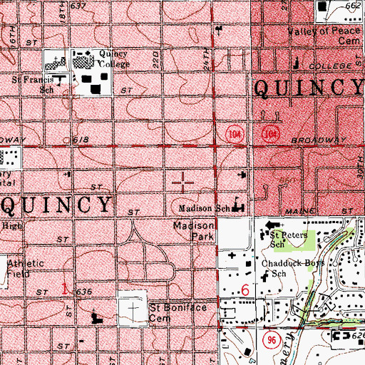 Topographic Map of Township of Quincy, IL