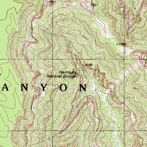 Topographic Map of Hartman Natural Bridge, AZ