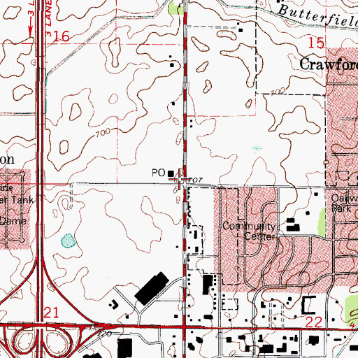 Topographic Map of Township of Rich, IL