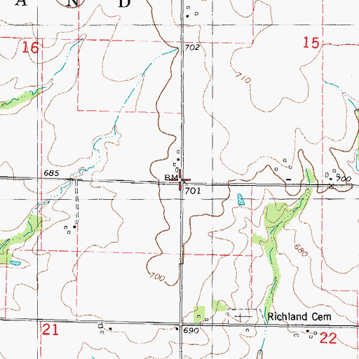 Topographic Map of Township of Richland, IL