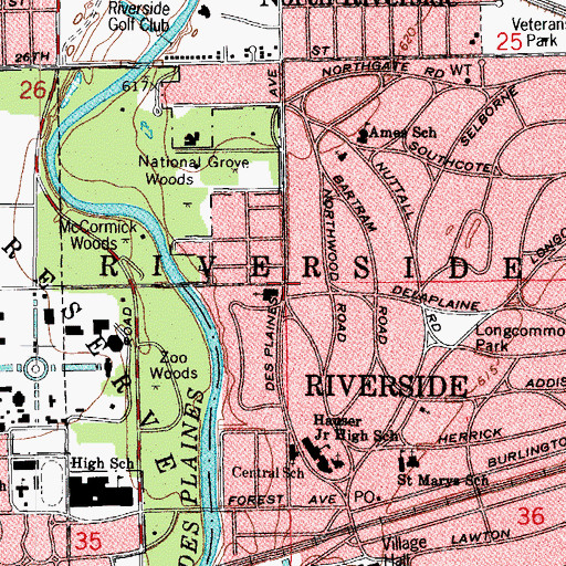 Topographic Map of Township of Riverside, IL
