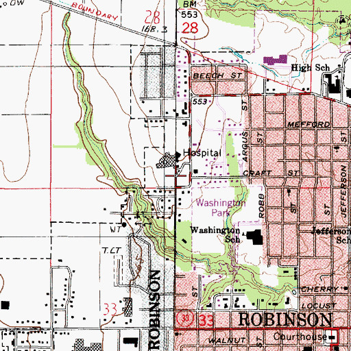 Topographic Map of Township of Robinson, IL