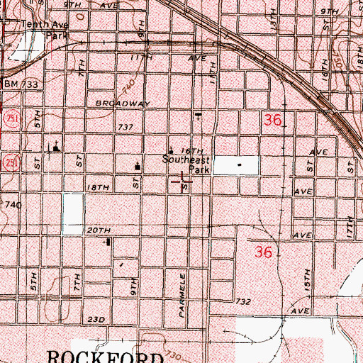 Topographic Map of Township of Rockford, IL