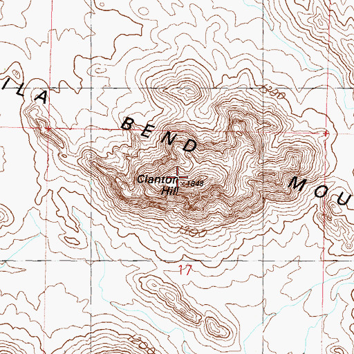 Topographic Map of Clanton Hill, AZ