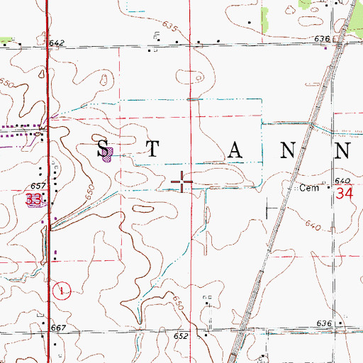 Topographic Map of Township of Saint Anne, IL