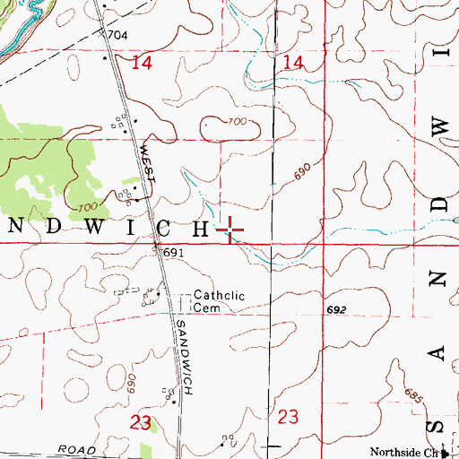 Topographic Map of Township of Sandwich, IL