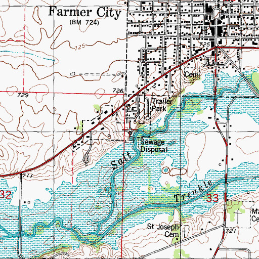 Topographic Map of Township of Santa Anna, IL