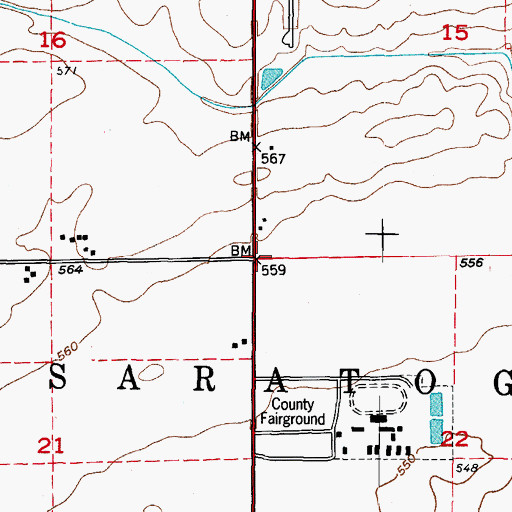Topographic Map of Township of Saratoga, IL