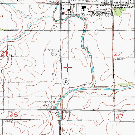 Topographic Map of Township of Saunemin, IL