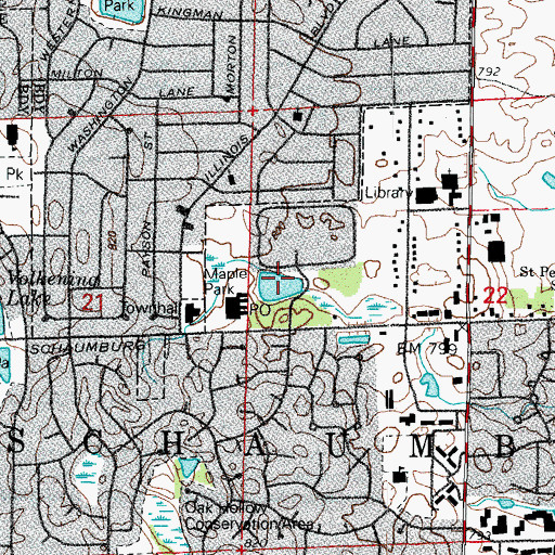 Topographic Map of Township of Schaumburg, IL