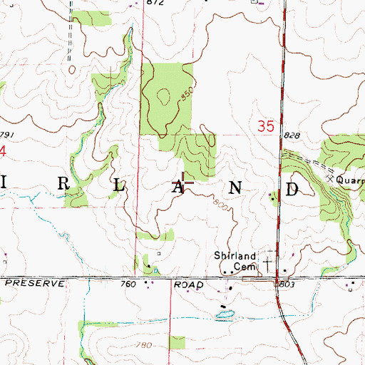 Topographic Map of Township of Shirland, IL