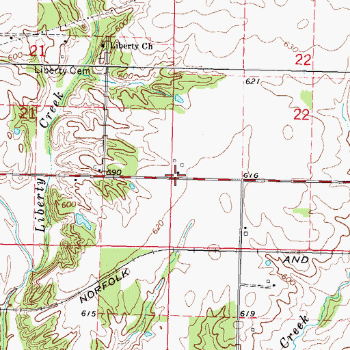 Topographic Map of Township of South Hurricane, IL
