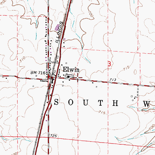 Topographic Map of Township of South Wheatland, IL