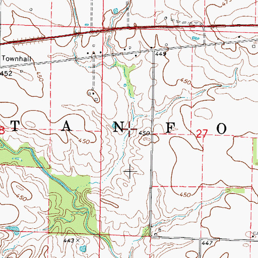Topographic Map of Township of Stanford, IL