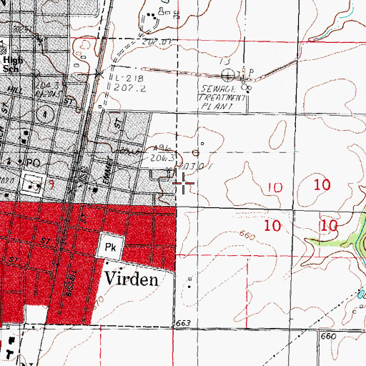 Topographic Map of Township of Virden, IL