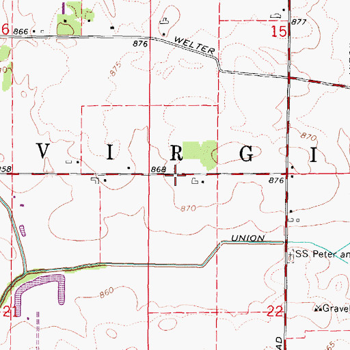 Topographic Map of Township of Virgil, IL
