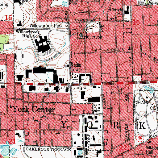 Topographic Map of Township of York, IL