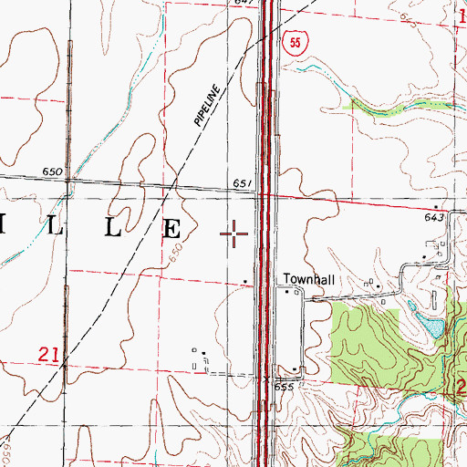 Topographic Map of Township of Zanesville, IL