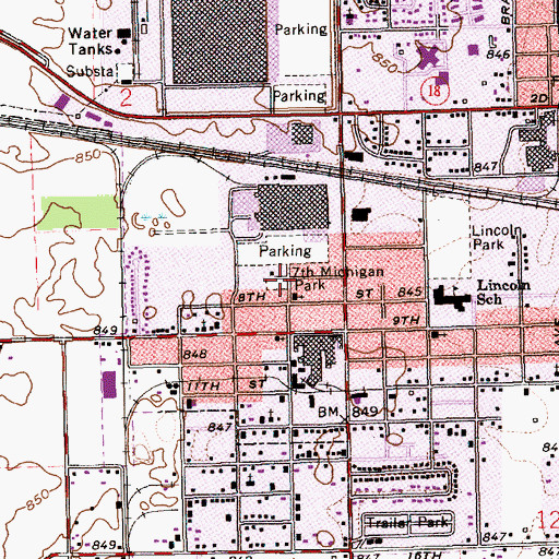 Topographic Map of Seventh Michigan Park, IN