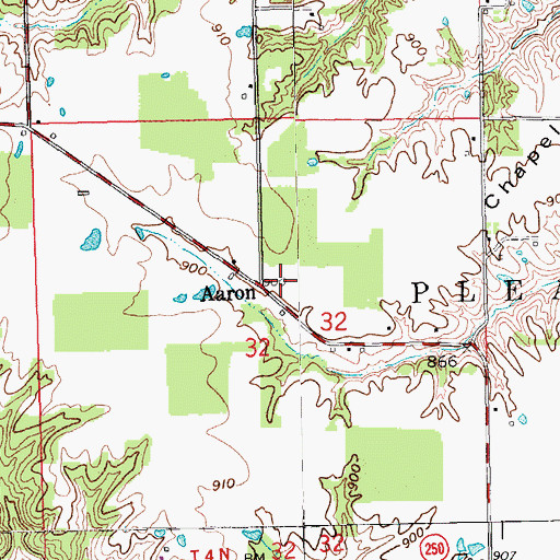 Topographic Map of Aaron, IN