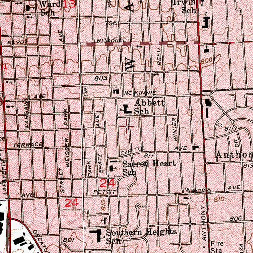 Topographic Map of Merle J Abbett Elementary School, IN