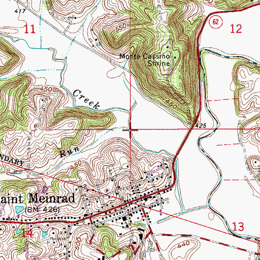 Topographic Map of Abbey Run, IN