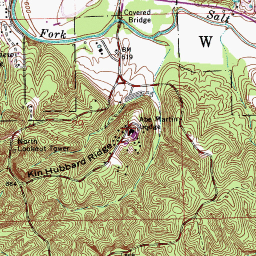 Topographic Map of Abe Martin Lodge, IN
