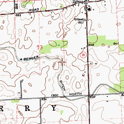 Topographic Map of Aberger Ditch, IN