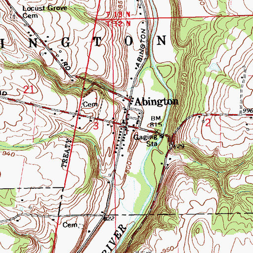 Topographic Map of Abington, IN