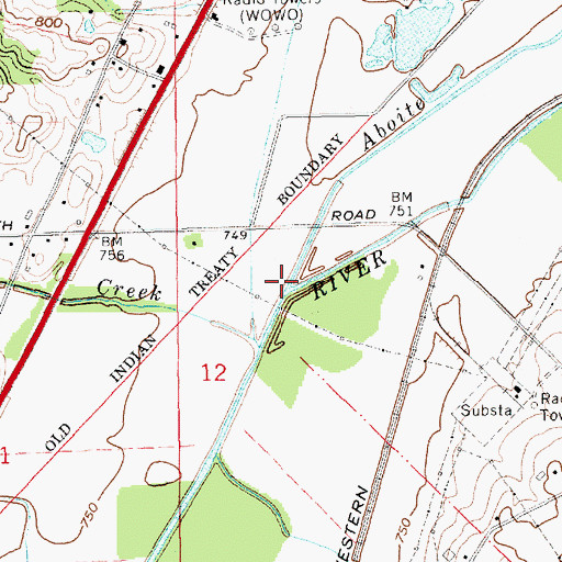 Topographic Map of Aboite Creek, IN