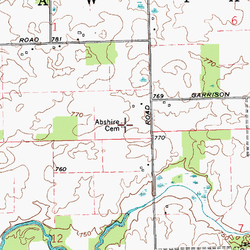 Topographic Map of Abshire Cemetery, IN