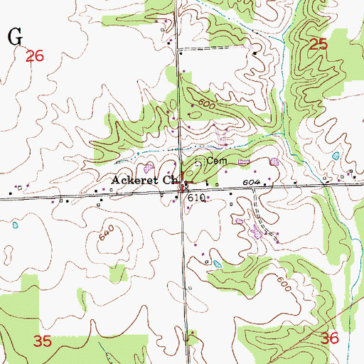 Topographic Map of Ackeret Church, IN