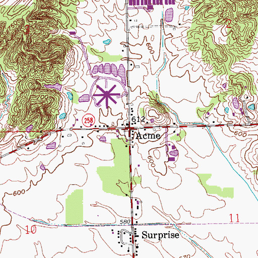 Topographic Map of Acme, IN