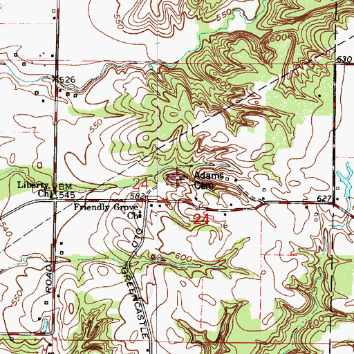 Topographic Map of Adams Lee Cemetery, IN