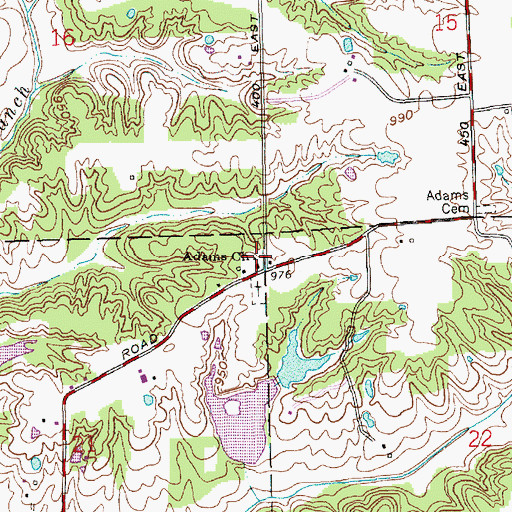 Topographic Map of Adams Church, IN