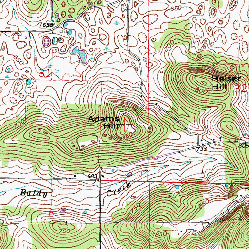 Topographic Map of Adams Hill, IN