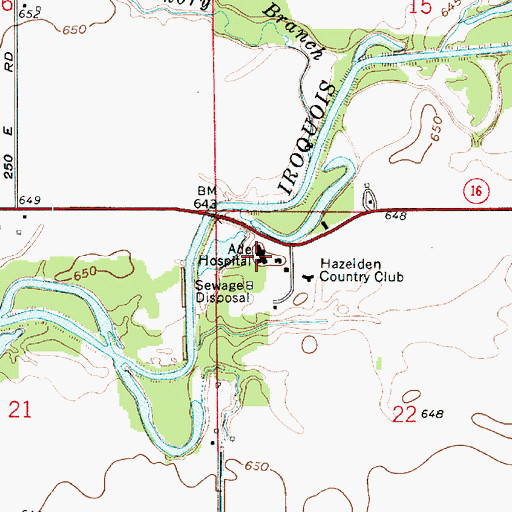 Topographic Map of Ade Hospital, IN