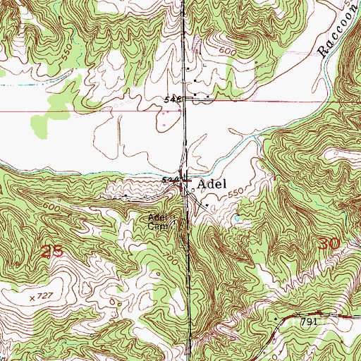 Topographic Map of Adel, IN
