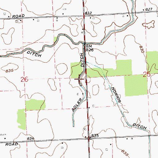 Topographic Map of Adler Ditch, IN