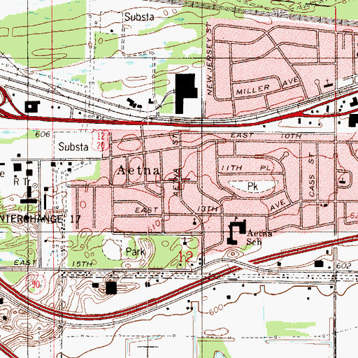 Topographic Map of Aetna, IN