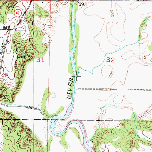 Topographic Map of Ahlemeyer Branch, IN