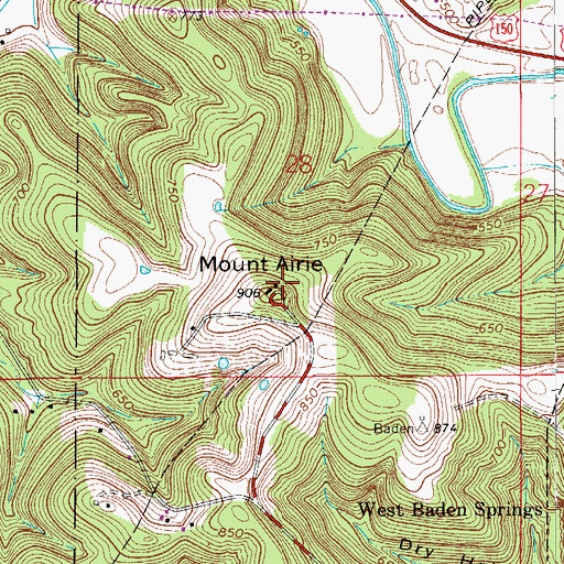 Topographic Map of Mount Airie, IN