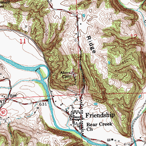 Topographic Map of Akers Cemetery, IN