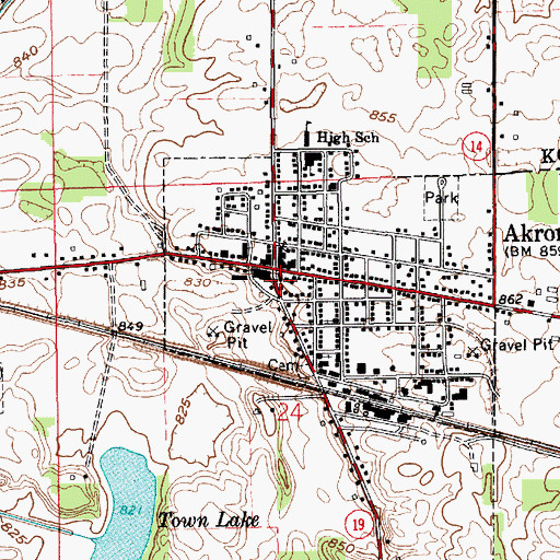 Topographic Map of Akron, IN