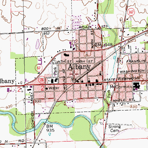 Topographic Map of Albany, IN