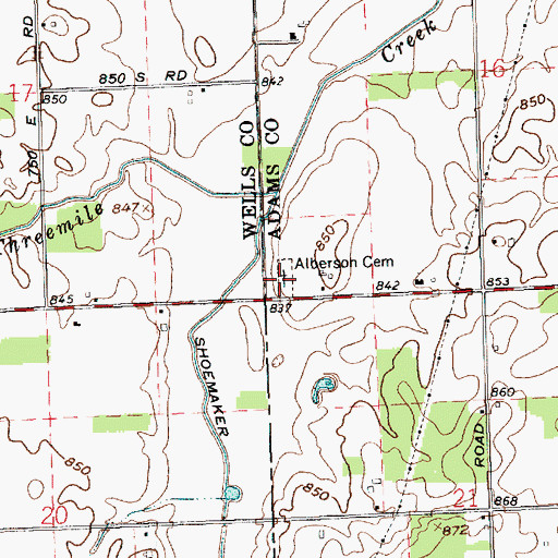 Topographic Map of Alberson Cemetery, IN