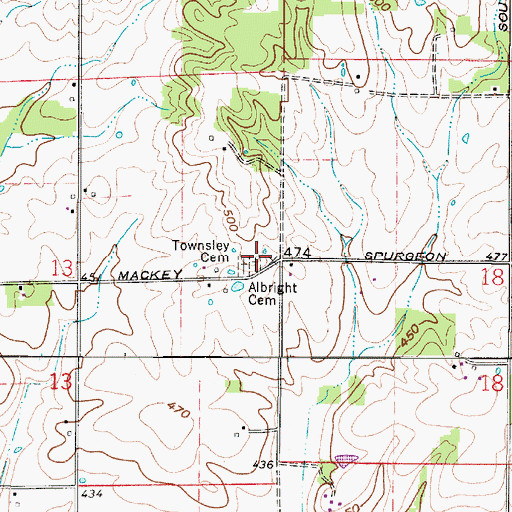 Topographic Map of Albright Cemetery, IN