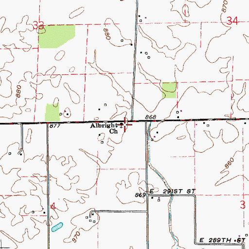 Topographic Map of Albright Cemetery, IN