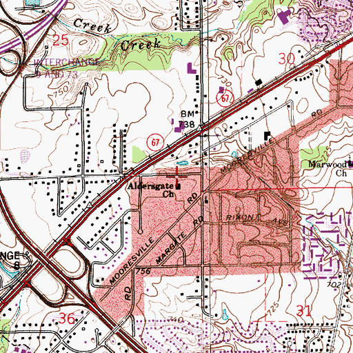 Topographic Map of Aldersgate Church, IN